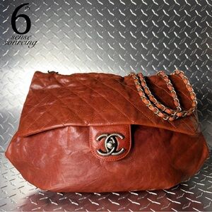 Chanel Crumpled Caviar Quilted Elastic Single Flap in Rust Red